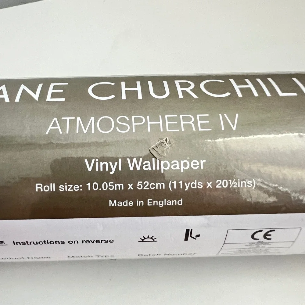 Jane Churchill Atmosphere IV Beatrice Vinyl Wallpaper Blue Cream J162W-02 11yds